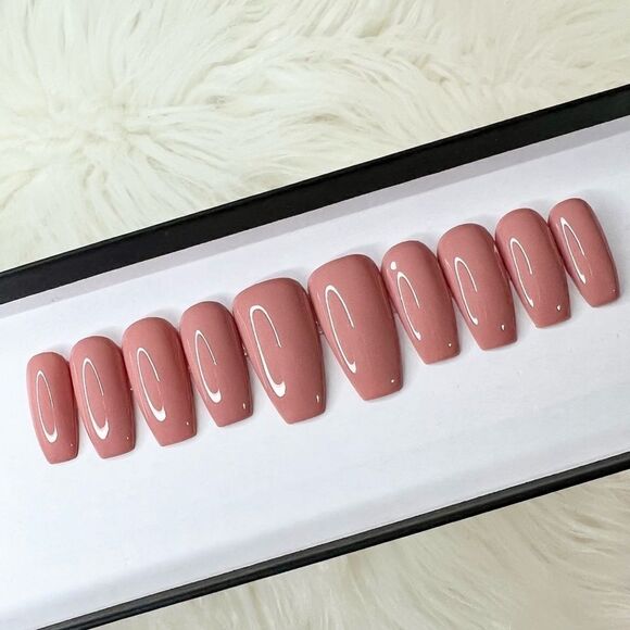 Classic Nude Pink Custom Press On Nails | High Quality Nails | Handmade - Picture 1 of 10